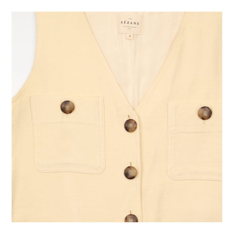 Playsuit Ecru Cream V Neck Button Front Viscose Li