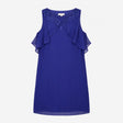 Royal Blue Sequined Lace Embellished Cape Sleeve V