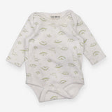 Bodysuit white green dino outlines LS