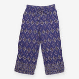 Wide Leg Trousers Blue Boho Print Tie Waist