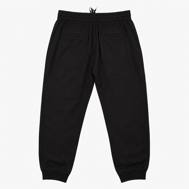 Jogger Trousers Black Drawstring Waist Cuffed Leg