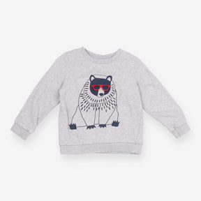 Sweatshirt grey bear red sunglasses