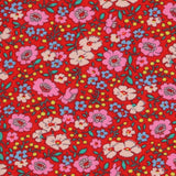 T-shirt red flora roll neck