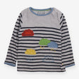 T-Shirt Long Sleeve Grey Stripe Raincloud Applique