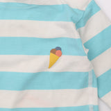 T-Shirt Long Sleeved Blue Stripe Ice Cream Appliqu