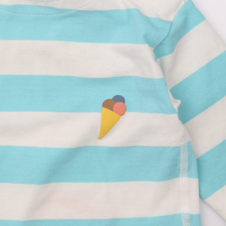 T-Shirt Long Sleeved Blue Stripe Ice Cream Appliqu