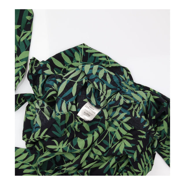Green Palm Botanical Leaf Print Scarf Tie Neck Lon