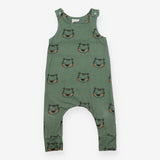 Jersey Romper Green with Tiger Drawing Faces