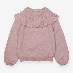 Pink Knit Sweater Frill Detail