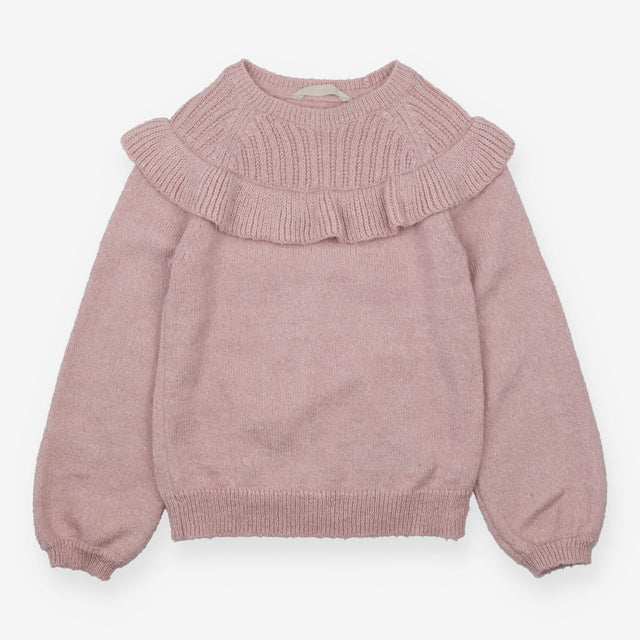 Pink Knit Sweater Frill Detail