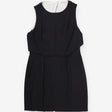 Black Sleeveless Draped Layered Overlay Dress