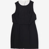 Black Sleeveless Draped Layered Overlay Dress
