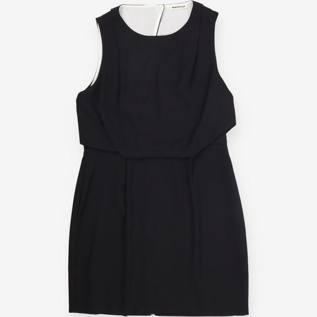 Black Sleeveless Draped Layered Overlay Dress