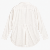 Blouse White V-Neck Long Sleeve Oversized Dip Hem