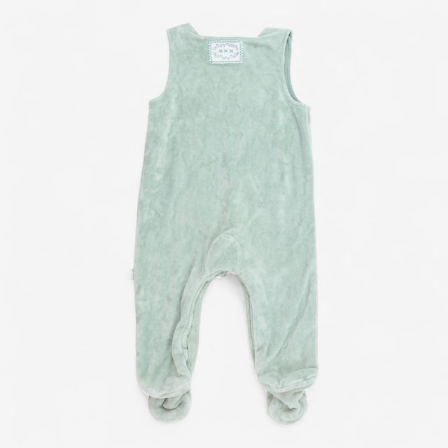Footed romper green velour with koala 