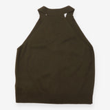 Olive Khaki Knitted Button Front Sleevele