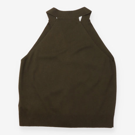 Olive Khaki Knitted Button Front Sleevele