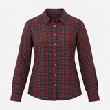 Red Navy Blue Plaid Tartan Check Cotton Lurex Long