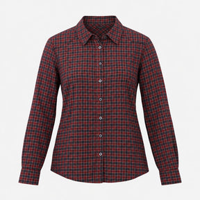Red Navy Blue Plaid Tartan Check Cotton Lurex Long