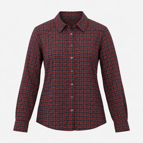 Red Navy Blue Plaid Tartan Check Cotton Lurex Long