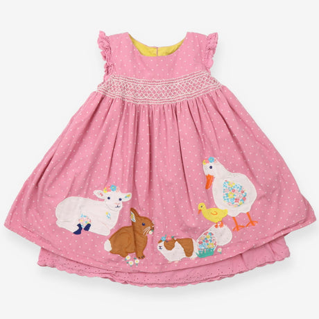 Dress Sleeveless Pink Polka Dot with Duck, Lamb, R
