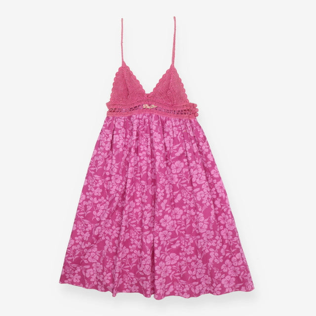 Bibico Pink Crochet Top Sun Dress Cotton Summer Bo