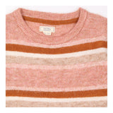  Pink Rust Cream Striped Crew Neck Knitted 