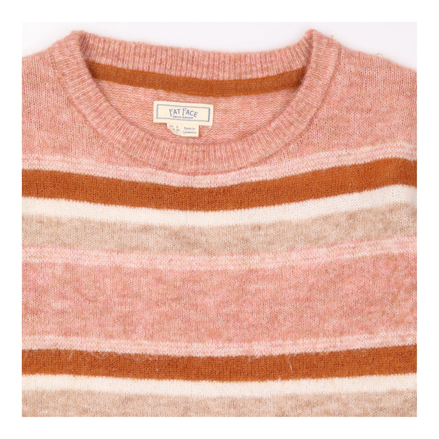  Pink Rust Cream Striped Crew Neck Knitted 