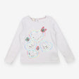 T-Shirt Long Sleeved White Sequin Hearts and Butte