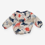 Coat thin puffer cream dinosaurs