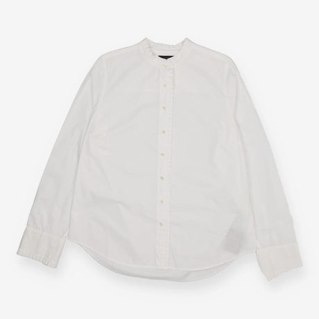 Cotton Poplin Ruffle Sleeve Shirt White Classic Fi