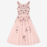 Midi Dress Blush Pink Floral Sequin Beaded Tulle A