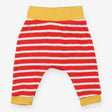 Cuffed leggings red and white stripe yellow band