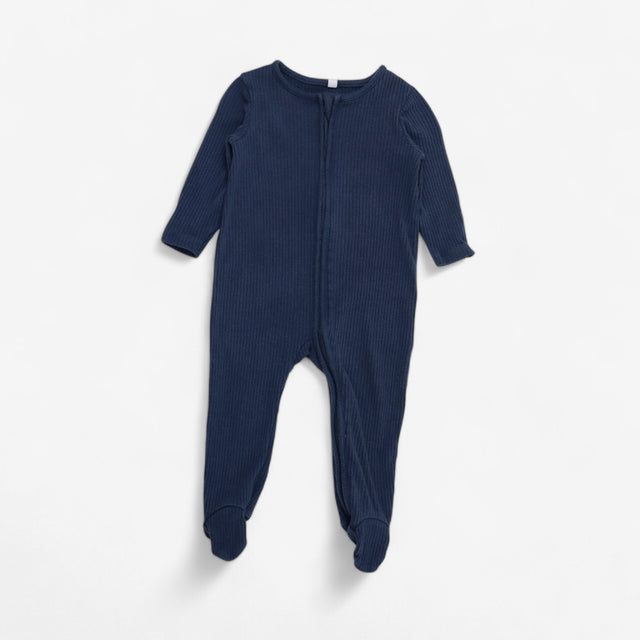Navy Ribbed Zip Sleepsuit