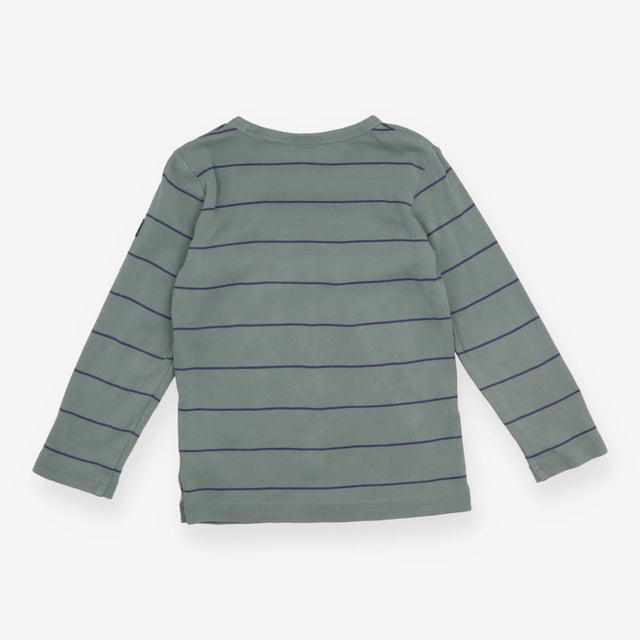 T-Shirt Long Sleeve Green with Blue Stripes