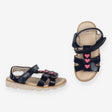 Sandals Blue Leather with Heart Appliques