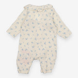 Romper cream blue floral muslin