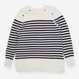 White and navy striped knit sweater dress maternit
