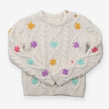 Chunky Knit Sweater with Flowers