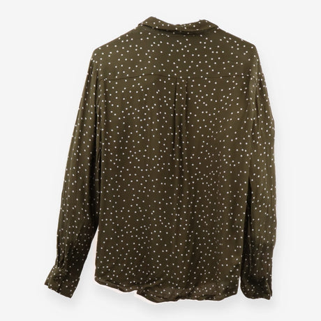 Khaki Star Print Blouse – Long Sleeve Lightweight 