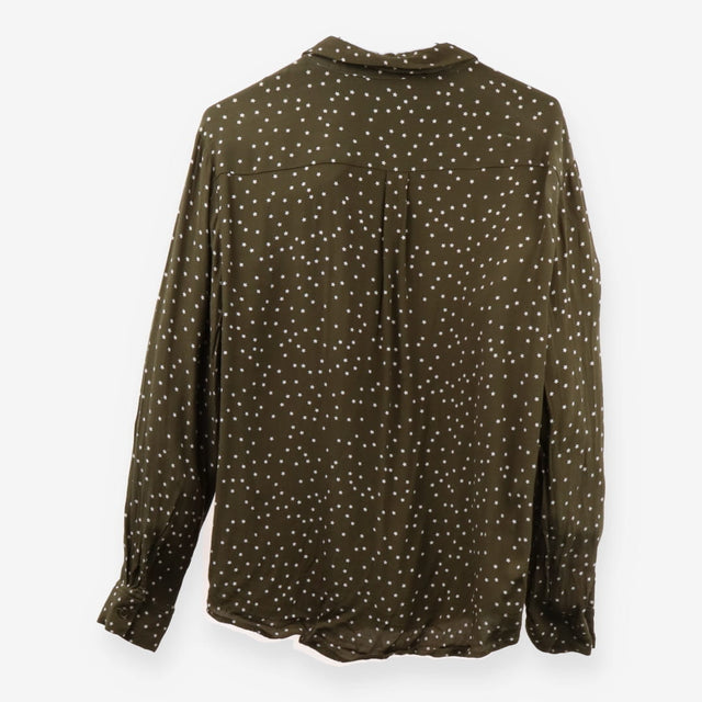 Khaki Star Print Blouse – Long Sleeve Lightweight 