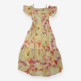 Maxi Dress Sage Floral Cold Shoulder Wrap