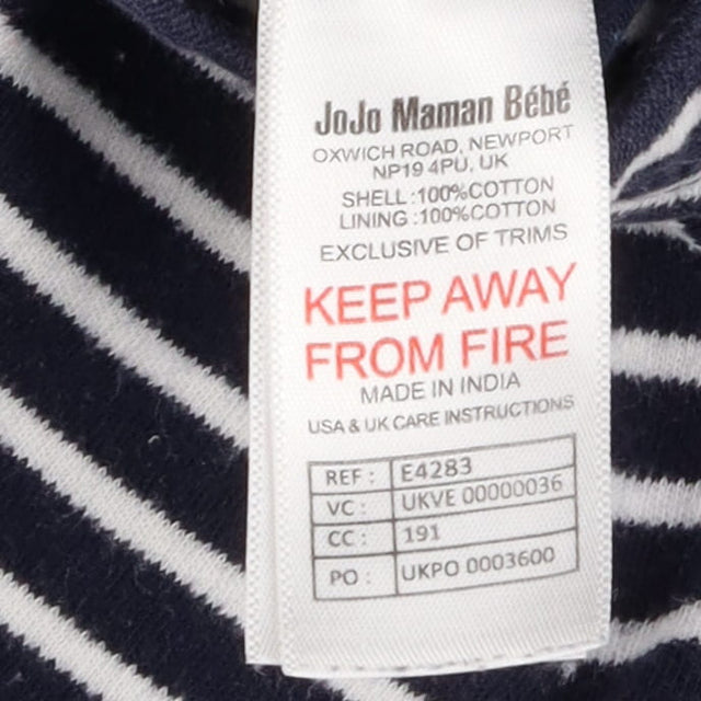 Tee SS white large navy stripe