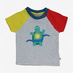 Top Short Sleeve Grey with Winner Tortoise Appliqu