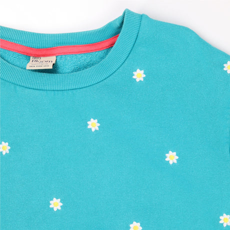 Bloom Sweatshirt Teal with Daisies