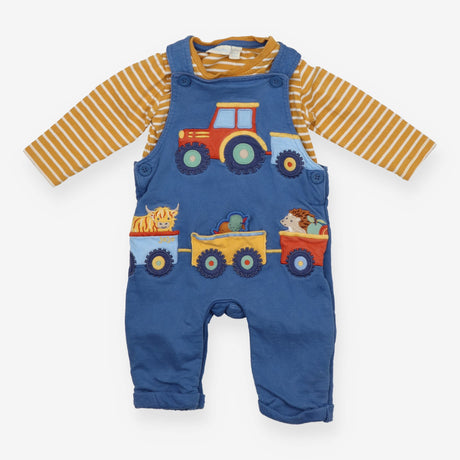 Blue Dungarees with Trailer Animals 