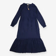 Maxi Dress Dark Navy Long Sleeve Drawstring Waist