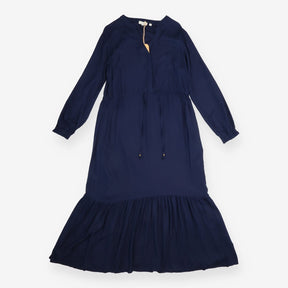Maxi Dress Dark Navy Long Sleeve Drawstring Waist