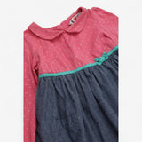 Pink Spotted Dress with Denim Skirt
