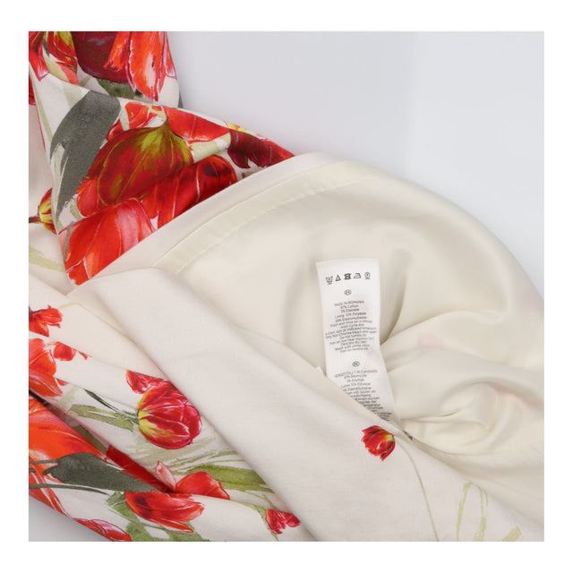 Ivory Red Tulip Floral Sleeveless Cotton Stretch P